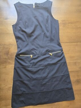 Marc New York Andrew Marc Black Sheath Dress Size 8 Zip Detail Workwear